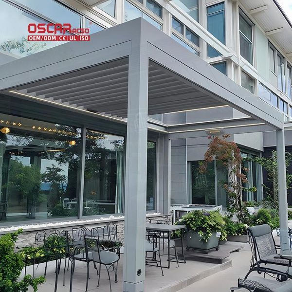 Outdoor Adjustable Ventilated Aluminum Louvre Roof System Kit Garden Patio Balcony Retractable Pergola