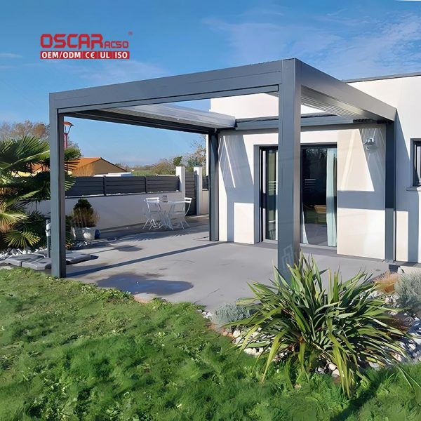 Waterproof Customized Motorized Aluminium Backyard Outdoor Kitchen Patio Covers Garden Terrace Balcony Retractable Pergola