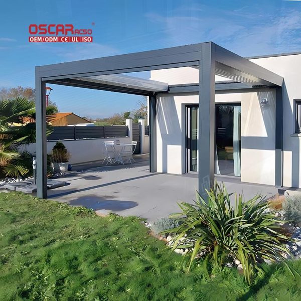 5X5 Louvered Aluminum Structure Garden Patio Backyard Outdoor Shelter Retractable Pergola