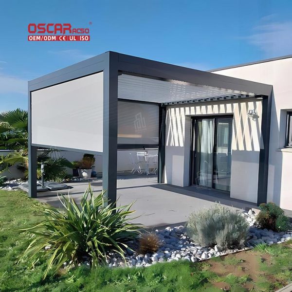4X4 6X4 M Modern Outdoor Bioclimatic Aluminum Led Louvered Patio Shade Structure Garden Backyard Poolside Retractable Pergola