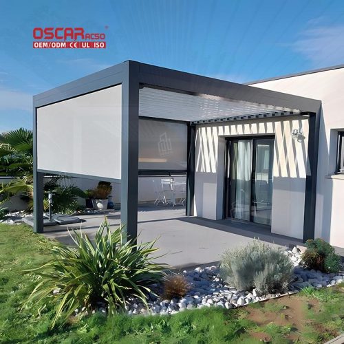 Outdoor Aluminium Louvered Roof Bioclimatic Electric Pergola Garden Patio Balcony European Style Retractable Pergola