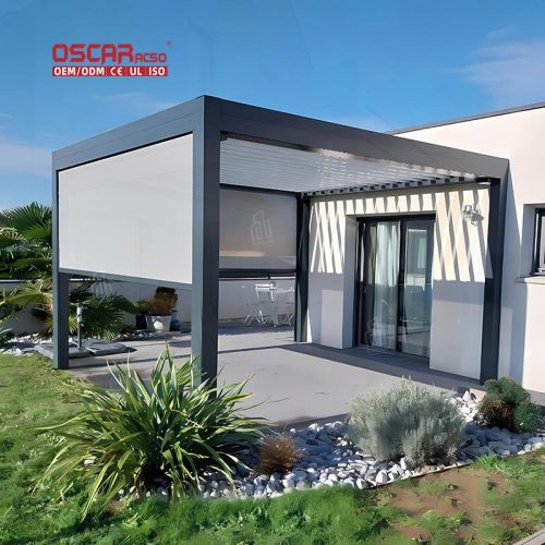 Electric Waterproof Adjustable Louver Roof with Ventilation and Sunshade Ideal For Patio Balcony Terrace Retractable Pergola