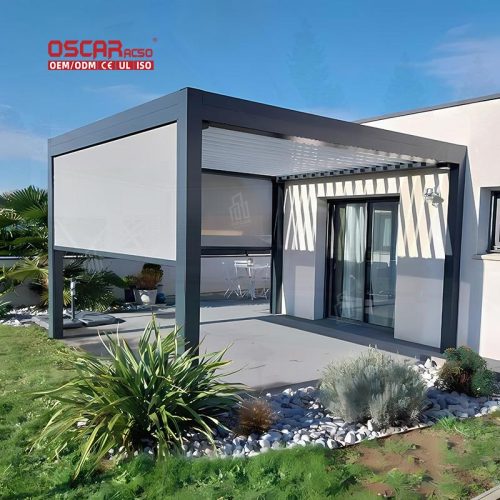 Outdoor Louvered Roof Kit Aluminum Bioclimatic System Garden Patio Balcony Retractable Pergola