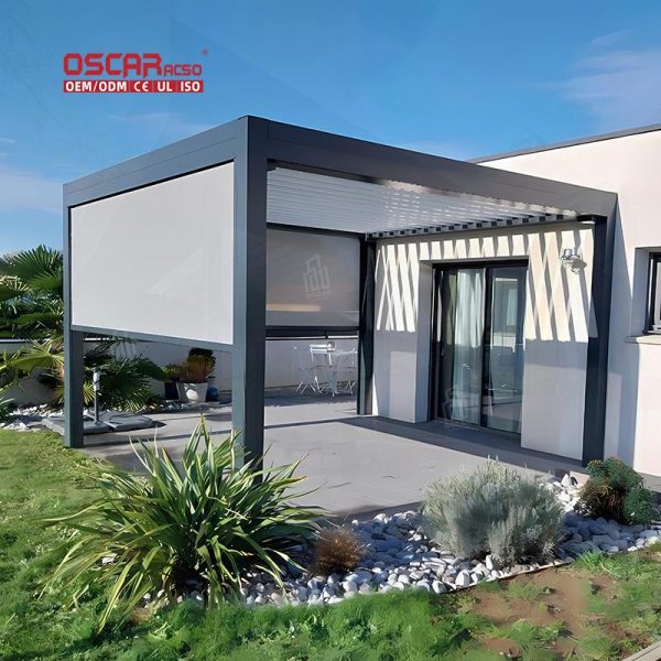 Light Kit Pergola Commercial Aluminium Louvre Ideal Outdoor Party Restaurant Balcony Decorative Lighting Retractable Pergola
