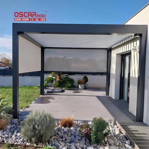 Aluminum Louvered Roof Pergola Bioclimatic Garden Patio Poolside with Adjustable Function Hot Sale Retractable Pergola