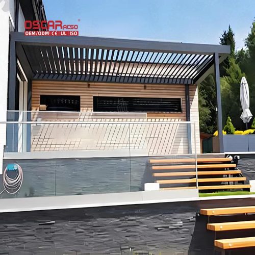 Garden Patio Canopy with Sun Protection and Ventilation Swimming Pool and Greenhouse Use Elegant and Sturdy Retractable Pergola