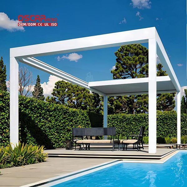 Operable Motorized Adjustable Removable Aluminium Louvre Pergola Garden Deck Outdoor Backyard Retractable Pergola