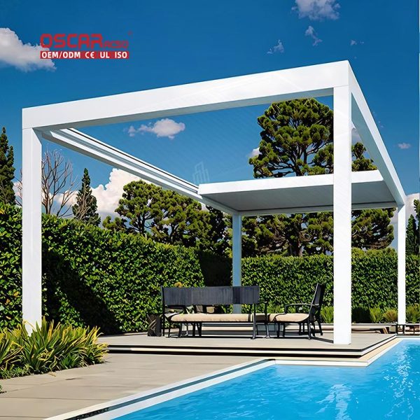 Louvered Aluminum Roof Gazebo Garden Patio and Backyard with Adjustable Function and Stylish Design Retractable Pergola
