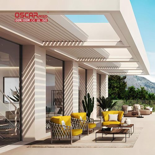 Sunshade Outdoor Patio and Backyard Bioclimatic Structure Ideal Outdoor Gatherings and Roofed Areas Retractable Pergola