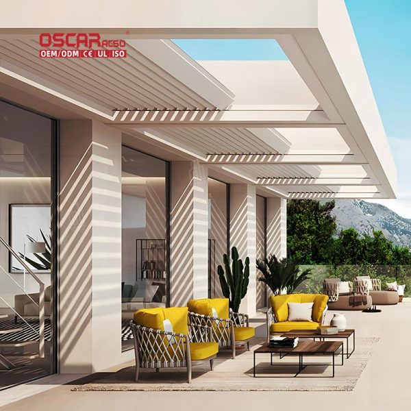 Sunshade Outdoor Patio and Backyard Bioclimatic Structure Ideal Outdoor Gatherings and Roofed Areas Retractable Pergola