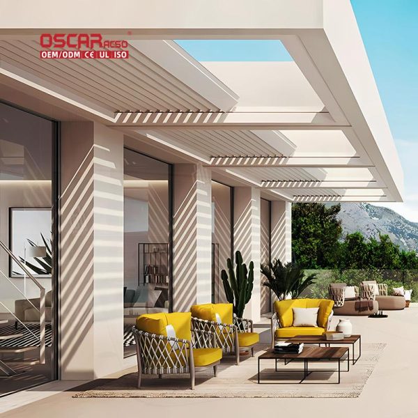 Weatherproof Louvered Aluminium Outdoor Pergola Garden Patio Balcony Easy Biological Lifestyle Retractable Pergola