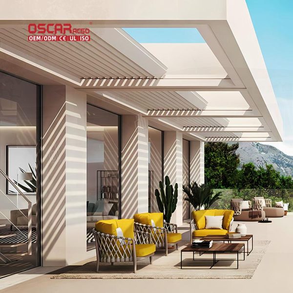 Shade Patio & Garden Outdoor Metal Roof Cover Shutter Ideal Sun Protection in Backyards Patios Gardens Retractable Pergola