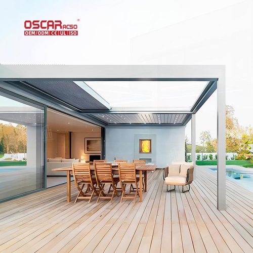 4X6M Motorized Louvered Aluminum Pergola Set with Adjustable Louvers Ideal Backyard Patio Garden Retractable Pergola