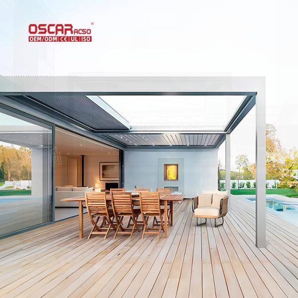 Design Easily Assembled Retractable Sliding Electric Outdoor Balcony Pergola Kit Patio Garden Poolside Retractable Pergola