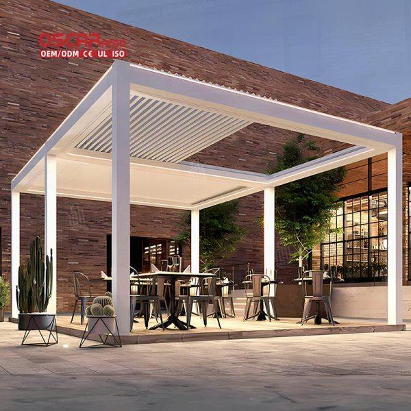 Outdoor Waterproof Aluminium Louvered Roof Motorized Kits Garden Patio Backyard Shade Shelter Retractable Pergola