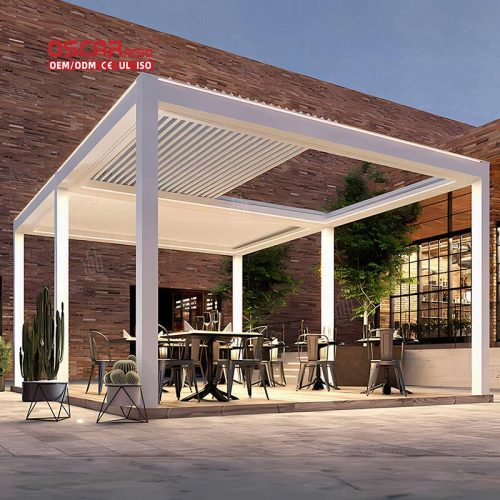 Modern Outdoor Bioclimatic Aluminium Louvered Pergola with Motorized Screen For Garden Patio Backyard Retractable Pergola
