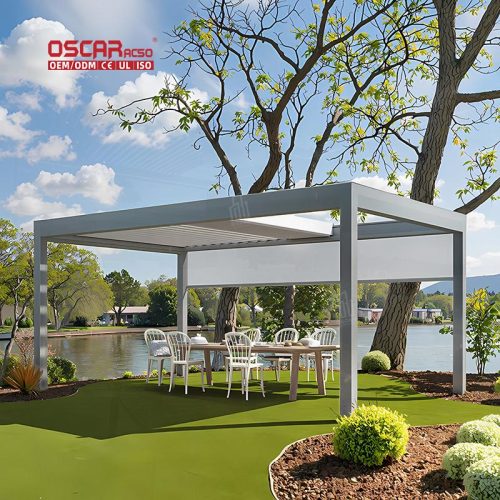 Outdoor Aluminium Louvered Gazebo with Adjustable Roof Garden Patio Backyard Retractable Pergola