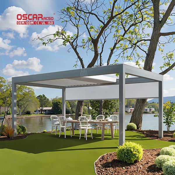 Waterproof Automatic Louvers Motorized Awning Systems Patio Garden Balcony Retractable Pergola