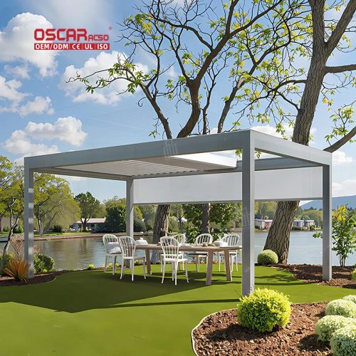 Modern Waterproof Louvered Luxury Pergola Backyard Gazebo and Outdoor Kitchen in Western Regions Retractable Pergola