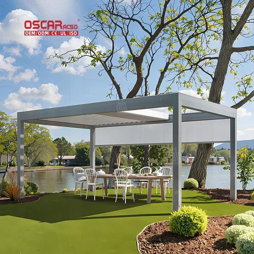 Aluminium Sun - Shading Ventilated Outdoor Backyard Patio Garden Pergola Blinds Relaxing Entertaining Dining Retractable Pergola