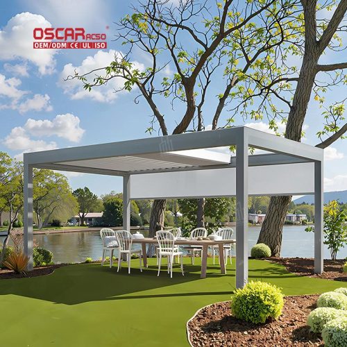 Waterproof Customizable Pergola Louvre System Garden Gazebo Patio Furniture Outdoor Backyard and Poolside Retractable Pergola