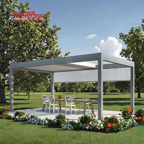 Modern Aluminium Glass Pergola House Garden Building with Lightweight Structure and Uv  Resistant Glass Retractable Pergola