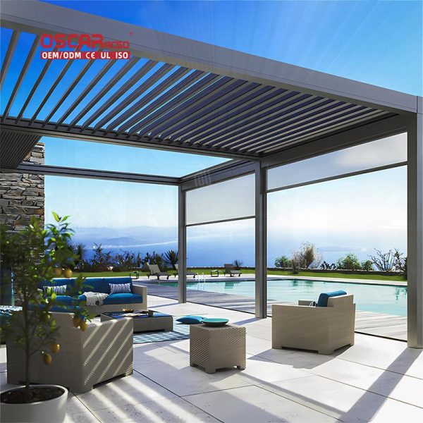 Roof Patio Waterproof Aluminum Pergola Ideal Gardens Backyards and Terraces Outdoor Shading Structure Retractable Pergola