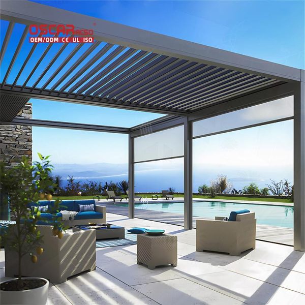 Large Louver Gazebo Garden Balcony Patio with Cover Roofing Ideal Alfresco Swimspas Pergolas and Arbours Retractable Pergola
