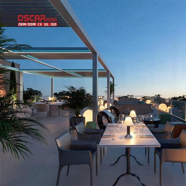 Motorized Waterproof Aluminium Louvered Sustainable Bioclimatic Pergola Modern Garden Patio Backyard Retractable Pergola