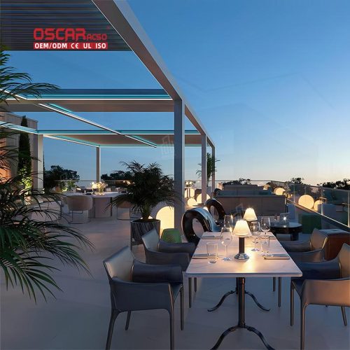 Outdoor Manual - Controlled Aluminum Sunshade Bioclimatic Structure Patio Backyard Roof and Outdoor Areas Retractable Pergola