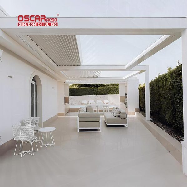 Factory Price Aluminum Motorized Louver Outdoor Bioclimatic Shade Structure Garden Patio Poolside Retractable Pergola