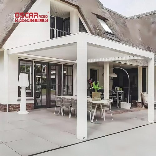Sustainable 3Mx4M Waterproof Aluminum Pergola Gazebo with Adjustable Louvre Roof Garden Patio Backyard Retractable Pergola