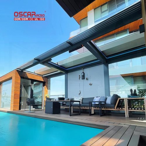 Motorized Automatize Outdoor Bioclimatic Metal Structures Garden Patio Backyard Pergolas Gazebos Arbors Retractable Pergola