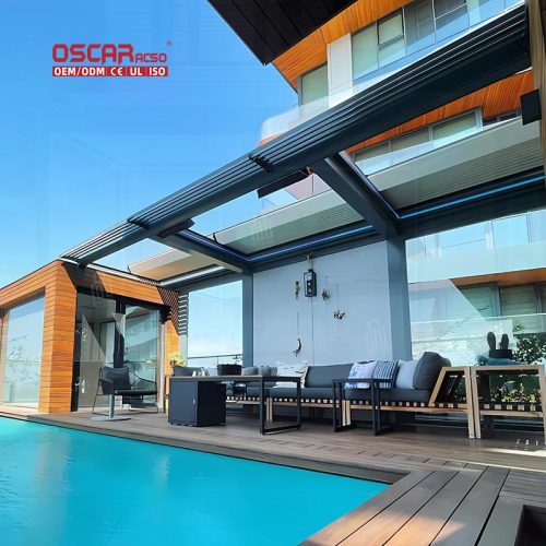 3X3M Outdoor Garden Sun - Proof Waterproof Pergola with Simple Stylish Designs Patio Backyard Terrace Retractable Pergola