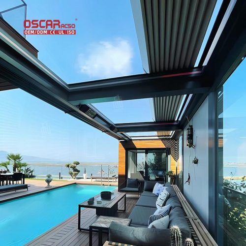 High Quality Waterproof Outdoor Aluminium Gazebo Garden Patio Backyard Ideal Leisure Relaxation Retractable Pergola