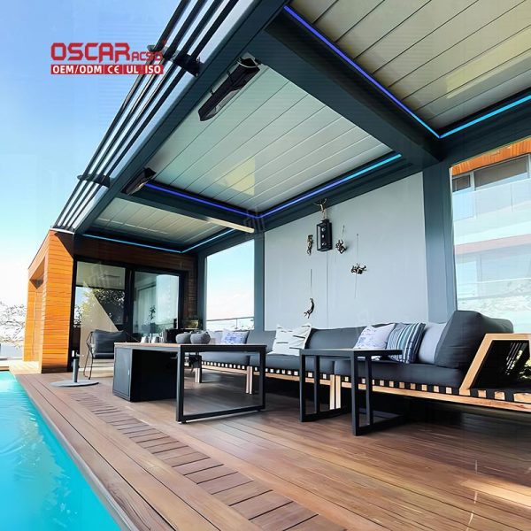 Waterproof Sunshade Louvered Roof Cover System Garden Patio Backyard Aluminum Prefabricated Gazebo Pergola Retractable Pergola