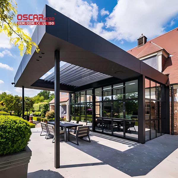Waterproof Louvered Outdoor Arches Arbours Garden Patio Backyard Customizable Aluminium Retractable Pergola