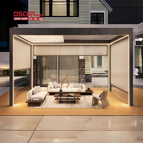 Wall Mounted Louvered Steel Roof Garden Outdoor Patio and Deck Pergolas Sale Retractable Pergola