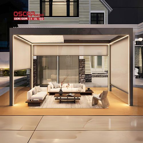 Waterproof Motorized Heavy Duty Patio Pergola Commercial Use Outdoor Backyard Garden Retractable Pergola