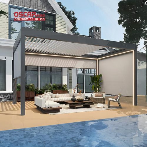 Waterproof Aluminum Sunshade Shelter Garden Patio Poolside Uv - Resistant Stylish Outdoor Structure Retractable Pergola