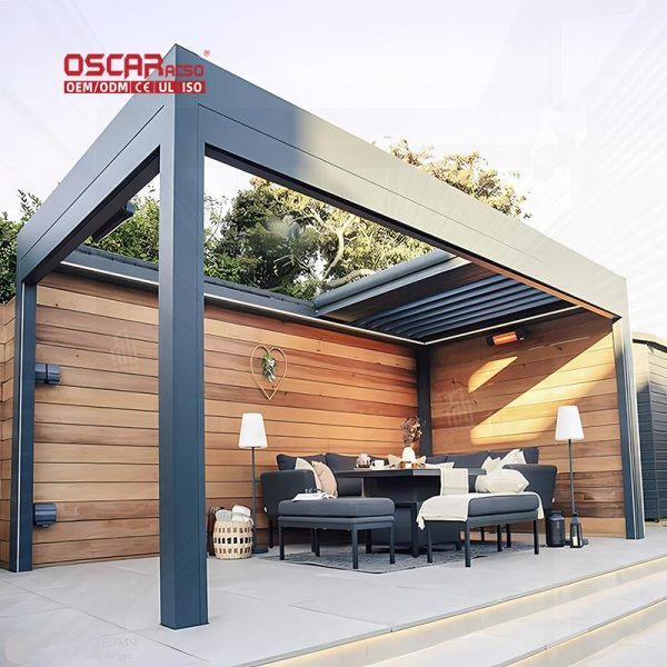 Aluminum Louvered Roof Structures Outdoor Gardens Patios and Backyards Bioclimatic Shade Shelters Retractable Pergola