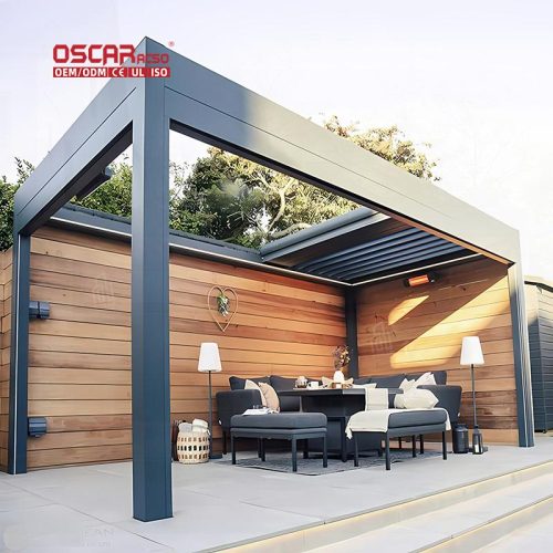 Waterproof Louvered Aluminum Roof Gazebo Patio Backyard Garden with Adjustable Feature and Stylish Design Retractable Pergola