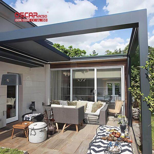 Customized Motorized Aluminium Waterproof Swimming Pool Pergola Gazebo Ideal Backyard Resort Patio Use Retractable Pergola