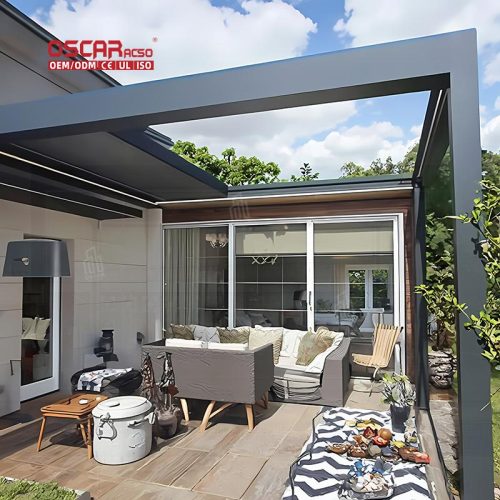 3X4 Adjustable Aluminium Alloy Louvered Sunshade Cover Outdoor Patio Garden Balcony Waterproof Retractable Pergola