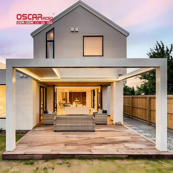 Waterproof Outdoor Sunshade Aluminum Louver Roof Cover System Garden Patio Backyard Retractable Pergola