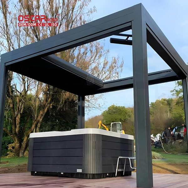 Eco – Friendly Waterproof Outdoor Louver Roof System Kits Garden Patio and Bioclimatic Aluminium Structure Retractable Pergola