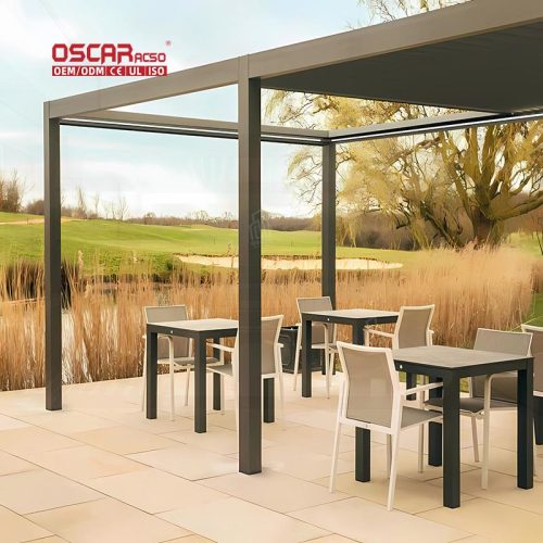 Motorized Opening Aluminum Roof Louver Waterproof Switch Terrace Pergola Ideal Outdoor Patio Garden Retractable Pergola