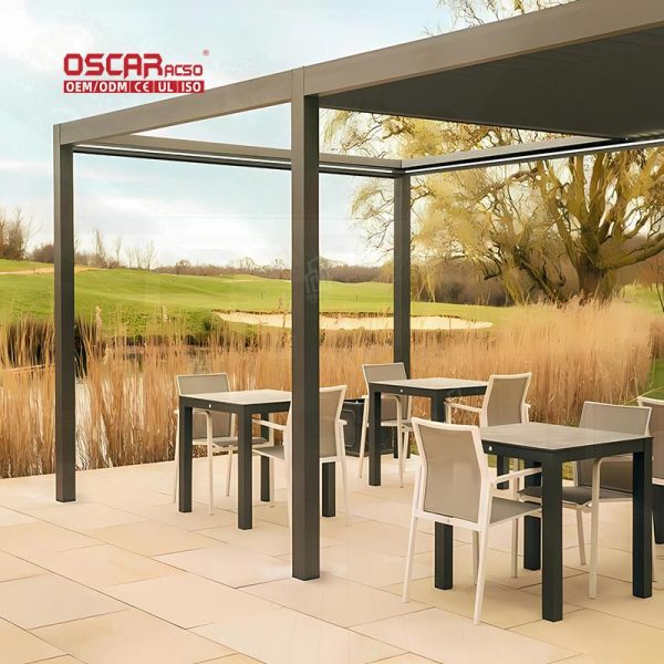Motorized Adjustable Waterproof Automatic Aluminium Louvered Pergola Roof System Garden Patio Backyard Retractable Pergola