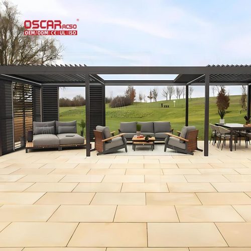 Adjustable Louvered Aluminum Outdoor Waterproof Manual Pergola European Gardens and American Backyards Retractable Pergola