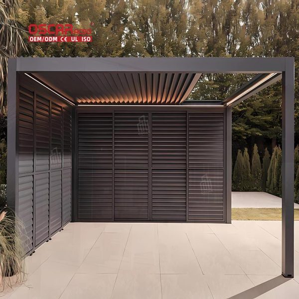 Modern Waterproof Aluminum Coverings Electric Opening Outdoor Patio Garden Backyard Pergola Retractable Pergola